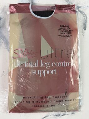 Silkies Ultra Total Leg Control Support Pantyhose Off Black Small Tights NOS Lot